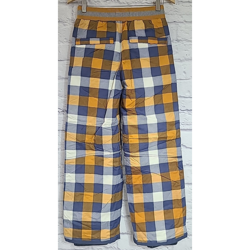 Mini Boden Snow Ski Pants Kid's 11-12Y Gold Yellow Gray White Plaid Insulated - Picture 2 of 7